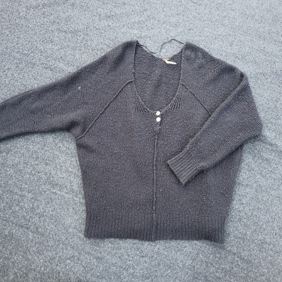 Free People Gray Sweater Scoop Neck Reglan Lagenlook Wool Blend OS - Picture 3 of 10